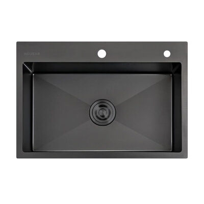 BACHA DE COCINA ACERO AISI304 HAUSAR HM-6845 BLACK-NANO
