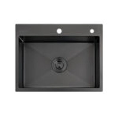BACHA DE COCINA ACERO AISI304 HAUSAR HM-6045 BLACK-NANO