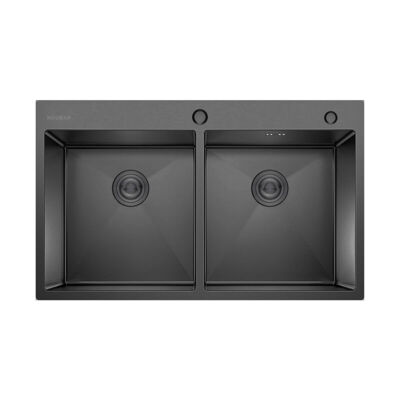BACHA DE COCINA ACERO AISI304 HAUSAR HM-D8250 BLACK-NANO