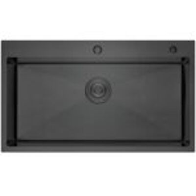 BACHA DE COCINA ACERO AISI304 HAUSAR HM-7845 BLACK-NANO